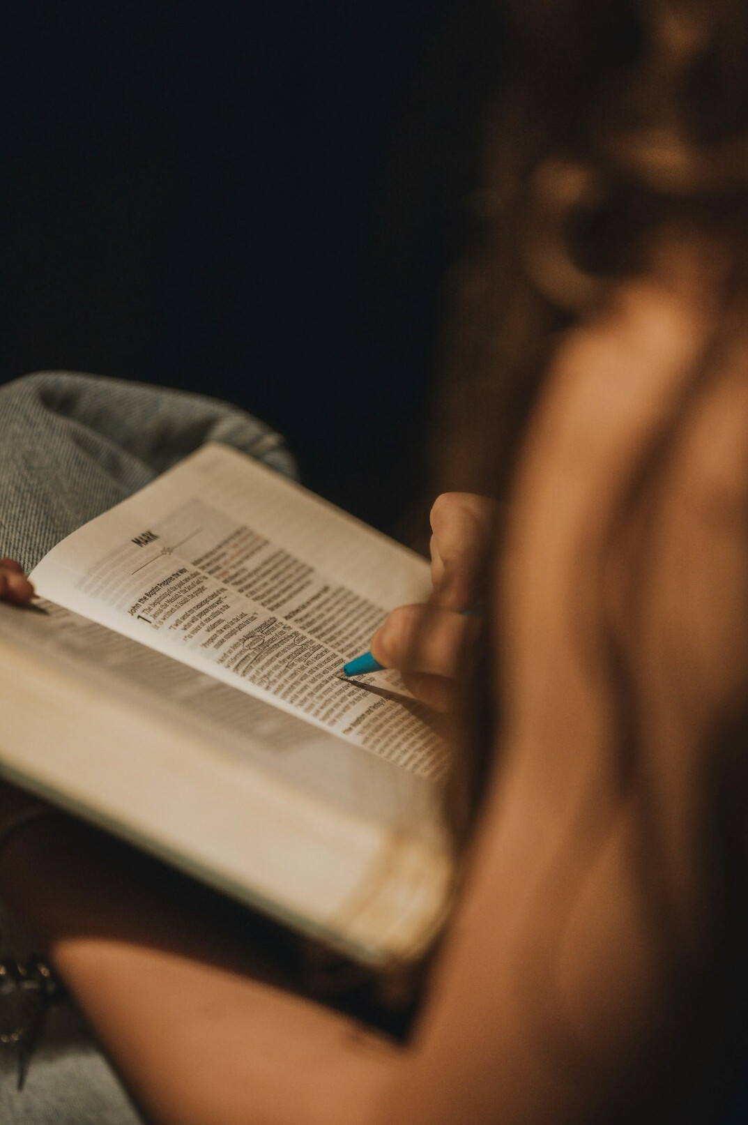 person studying german language book