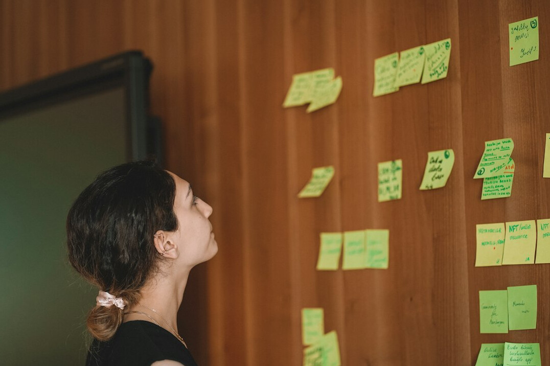 person reflecting on notes