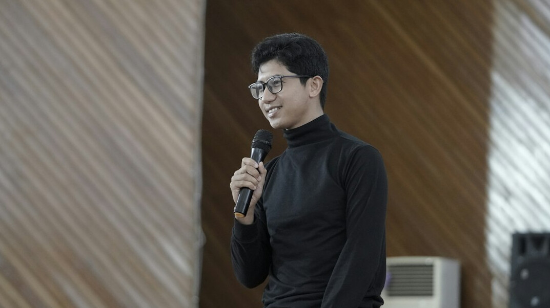 student practicing speech